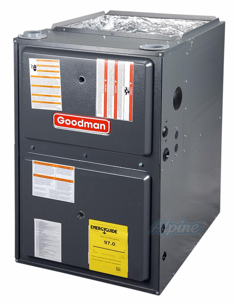 Goodman GMVM970803BN 80,000 BTU Furnace, 97% Efficiency, Modulating Burner,  1,200 CFM Variable Speed Blower, Upflow / Horizontal Flow Application,  ComfortBridge Technology