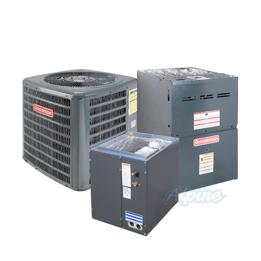Goodman GSX140421-GM9S801005CN-CAPF4860C6 3.5 Ton AC, 100,000 BTU 80% AFUE  Gas Furnace, 14.5 SEER Upflow Split System Kit