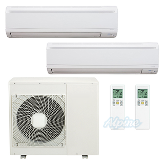 Photo of Made by Leading Manufacturer AHMXS2H24-17A7-18 24,000 BTU (2 Ton) 16.6 SEER Ductless Mini-Split Dual Zone Heat Pump System 7+18 14751