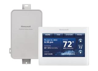 Photo of Honeywell YTHX9421R5101WW Redesigned Prestige IAQ Kit, 4 Stage Heat / 2 Cool, w/HD Touchscreen, Equipment Interface Module and Duct Sensors, White 13101