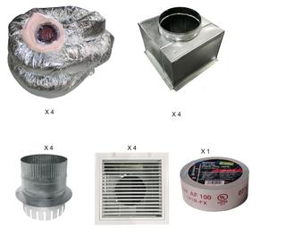 Photo of Alpine AH 24-36CD KIT5 Concealed Duct Return Kit for 24000 and 36000 btu concealed duct air handlers (Four Returns, 10 inch Ducts) 54924