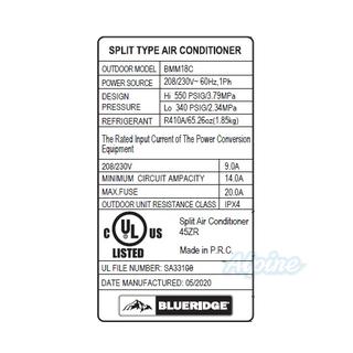 Photo of Blueridge BMM18C 18,000 BTU Two Zone Ductless Mini Split Outdoor Condenser 55941