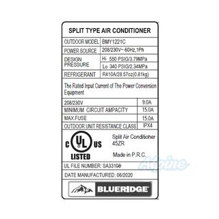 Photo of Blueridge BMY1221C 12,000 BTU 20.5 SEER Single Zone Ductless Mini Split Outdoor Condenser 55968