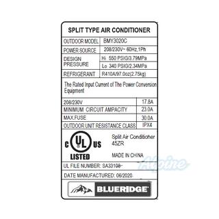 Photo of Blueridge BMY3020C 30,000 BTU 20 SEER Single Zone Ductless Mini Split Outdoor Condenser 55983