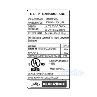 Photo of Blueridge BMY9HH28C 9,000 BTU 28 SEER Single Zone Hyper Heat Ductless Mini Split Outdoor Condenser 55995