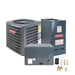 Photo of Goodman GSX140361-GM9C800603BN-CHPF3642C6-TX3N4 3 Ton AC, 60,000 BTU 80% AFUE Two-Stage Gas Furnace, 14.5 SEER Horizontal Split System Kit 49223