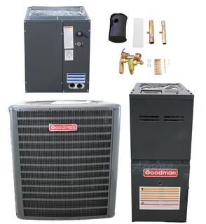 Photo of Goodman GSZ160361-GM9C800603AN-CAPF3137B6-TX3N4 (Kit No. S1026) SND 3 Ton,16 SEER, Heat Pump & SND 60,000 BTU Furnace, 80% Eff & New 2.5 to 3 Ton, W 17 1/2 x H 30 x D 21 Cased Coil & NEW TXV Kit (Kit No. S1026) 54454