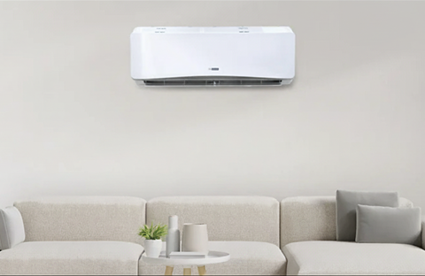 Ductless mini-split installed in modern living room