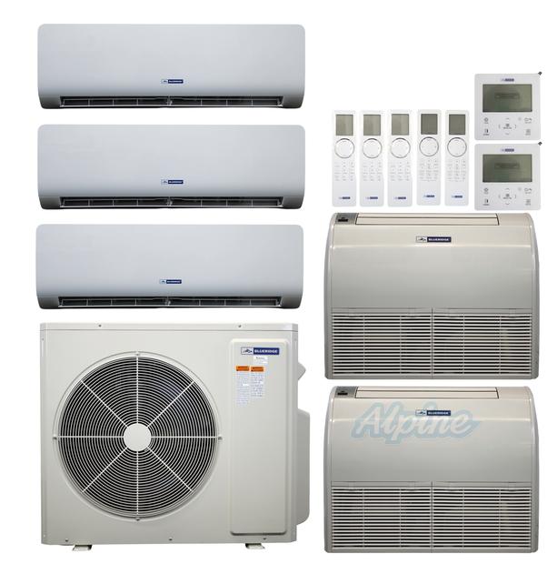 Photo of Blueridge BXM0Z42SC0-7WM-9FC-9WM-12FC-12WM 42000 BTU (3.5 Ton) 5-Zone 17 SEER2 Inverter R-32 XM0 Series Heat Pump System 64076