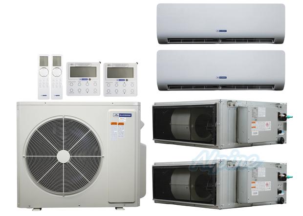 Photo of Blueridge BXM0Z30SC0-7WM-9CDH-9WM-12CDH 30000 BTU (2.5 Ton) 4-Zone 17 SEER2 Inverter R-32 XM0 Series Heat Pump System 61421