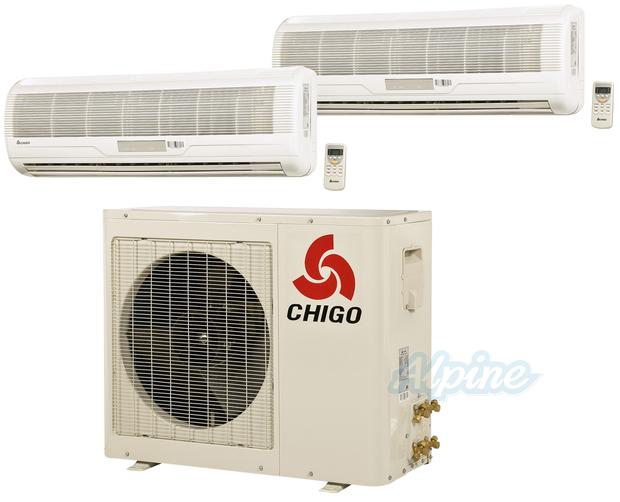 Photo of Chigo QCHD24 24,000 BTU Cooling (2 Ton), 25,000 BTU Heating, 14.2 SEER Heating/Cooling (Heat Pump), Dual-Zone Mini-Split System, 230 Volts, R-410A Refrigerant 9903
