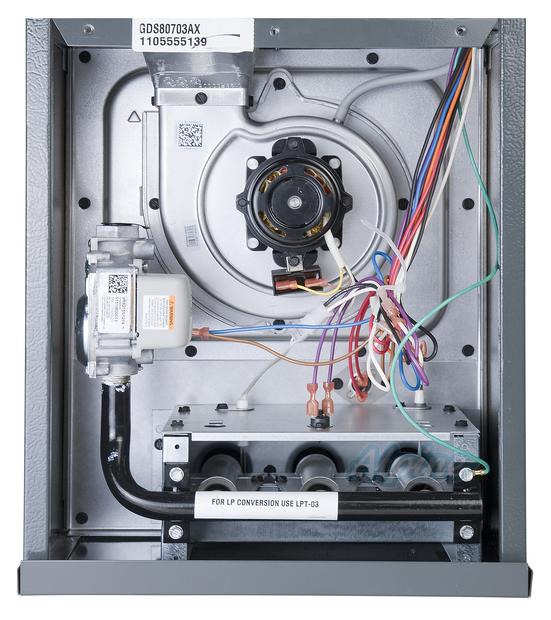 Photo of Goodman GDS80603AX Low NOx Emission 60,000 BTU Furnace, 80% Efficiency, Single-Stage Burner, 1,200 CFM Multi-Speed Blower, Downflow Application 10612