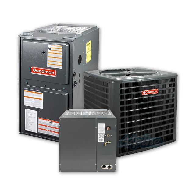 Photo of Goodman GSX160421-GCVC960804CN-CAPF4961C6-TXV-42 3.5 Ton 80,000 BTU 16 SEER 96% AFUE A/C & Gas Furnace, Split System Kit 17072