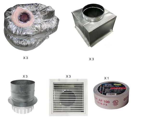 Photo of Alpine AH 24CD KIT8 Concealed Duct Return Kit for 24000 btu concealed duct air handlers (Three Returns, 10 inch Duct) 54922