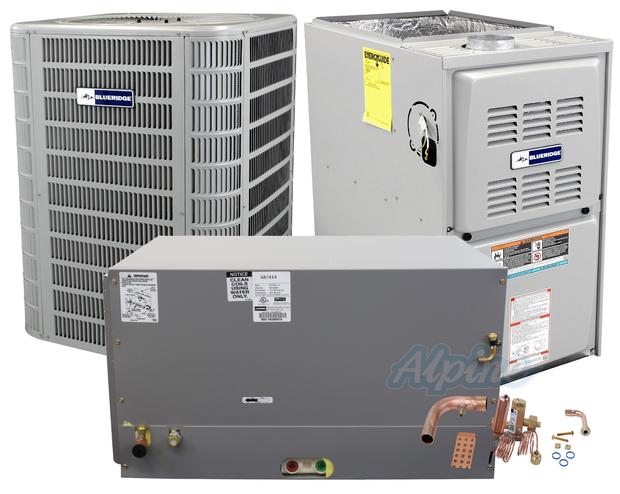 Photo of Blueridge BHP17L60P-BG801UH090CE20-BH1P51C-BGH4TXV03 (Kit No. D1918) 5 Ton Heat Pump, 90,000 BTU 80% AFUE Gas Furnace, 15 SEER / 14.7 SEER2 Dual Fuel Horizontal Split System Kit 48464