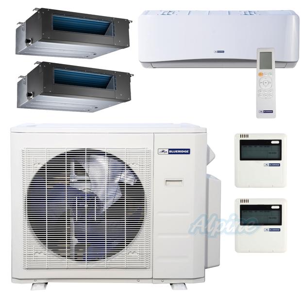 Photo of Blueridge BMM2722-6W-12D-12D 27,400 BTU (2.3 Ton) 3-Zone 22.25 SEER2 Inverter R-410A XM1 Series Heat Pump Condenser System 46714
