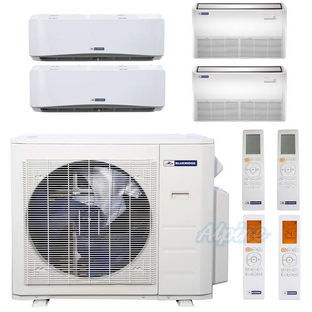 Photo of Blueridge BMM3622-6W-6W-18F-18F 36,000 BTU (3 Ton) 4-Zone 23.1 SEER2 Inverter R-410A XM1 Series Heat Pump Condenser System 51819