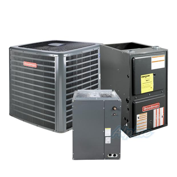Photo of Goodman GLXS4BA3610-GD9S960603BN-CAPTA3626B3 3 Ton 14.5 SEER2 R-32 Downflow Split System – AC Condenser & 60,000 BTU 96% Low NOx One Stage Multi-Speed Gas Furnace & Evap Coil 52753