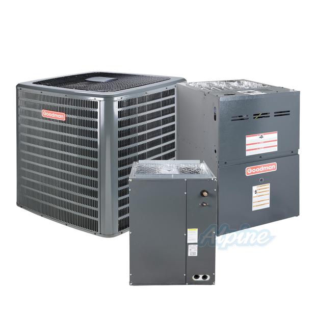 Photo of Goodman GLXS5BA3610-GR9S800804CN-CAPTA4230C3 3 Ton 16 SEER2 R-32 Upflow Split System – AC Condenser & 80,000 BTU 80% One Stage Multi-Speed Gas Furnace & Evap Coil 52756