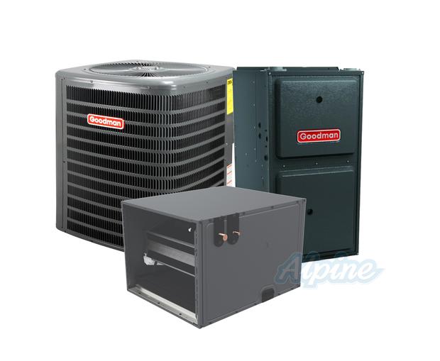 Photo of Goodman GLZS4BA3610-GRVM970603BN-CHPTA3630B3 3 Ton 14 SEER2 R-32 Horizontal Dual-Fuel System – Heat Pump & 60,000 BTU 97% Low NOx Modulating Stage Variable Speed Gas Furnace & Evap Coil 60944