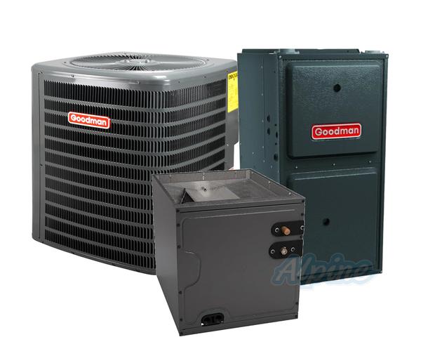 Photo of Goodman GLZS5BA4210-GR9T961005CN-CAPTA4230D3 3.5 Ton 15 SEER2 R-32 Upflow Dual-Fuel System – Heat Pump & 100,000 BTU 96% Low NOx Two Stage Multi-Speed Gas Furnace & Evap Coil 60947